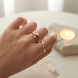 18K Double Line Pearl Ring - NOV ACCESSORIES