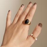 Vintage Black Agate Ring