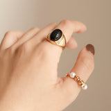 Vintage Black Agate Ring