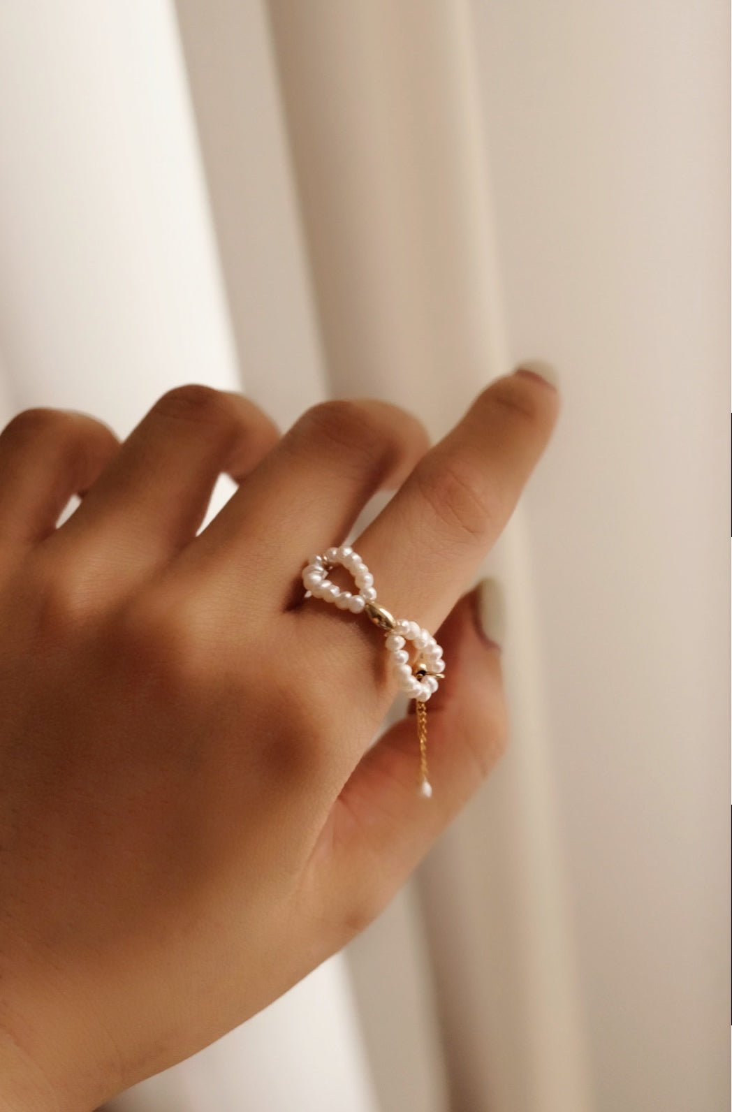 Adjustable Pearl Bow Ring - NOV ACCESSORIES