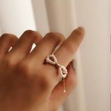 Adjustable Pearl Bow Ring - NOV ACCESSORIES