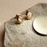 Oval White Agate Earring - NOV ACCESSORIES