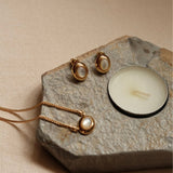 Oval White Agate Earring - NOV ACCESSORIES