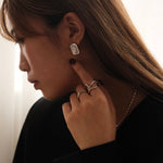 S925 Classy White Agate Earring - NOV ACCESSORIES